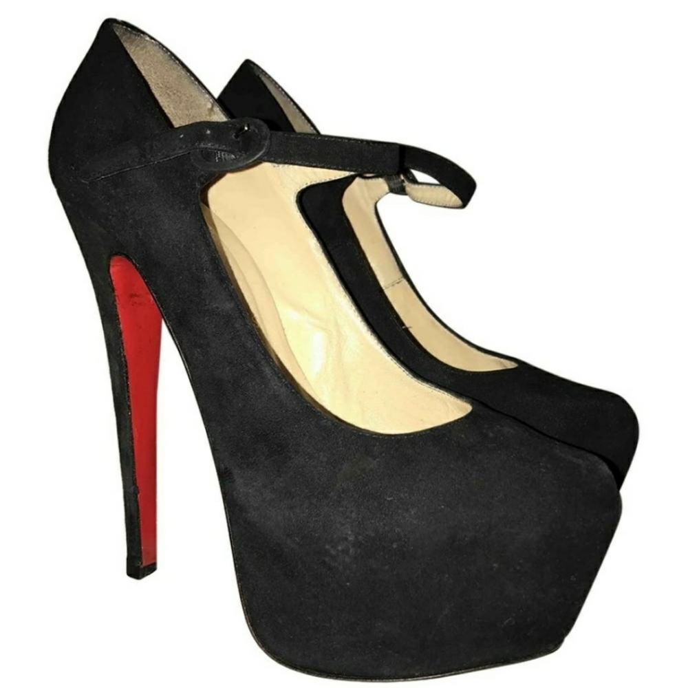 Christian louboutin suede pumps with strap